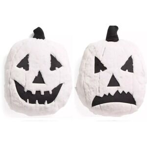 Reversible 16"x18" Halloween Ivory Two-Faced Jack-O-Lantern Decorative Pillow